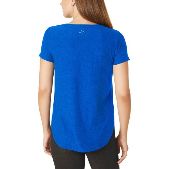 🏷️NWT Beyond Yoga On the Down Low T-Shirt In Azure Blue Heather - Size Small - Picture 2 of 10